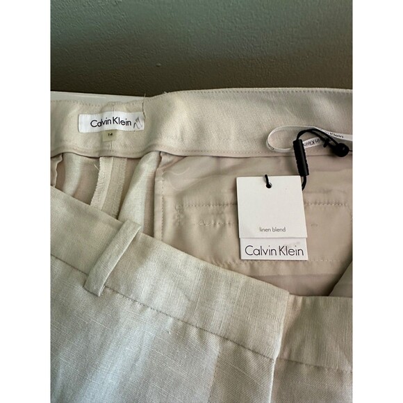 Calvin Klein Womens High Rise Minimalist Wide Leg Whitney Pant Beige Size 14 NWT - Picture 12 of 14